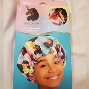 Afro Unicorn Reversible Satin Lined Cap New